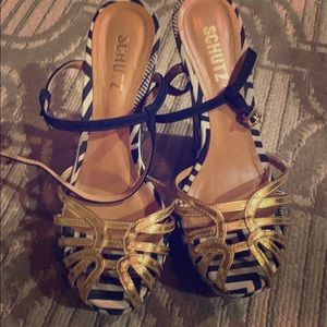 Schutz sexy espadrilles with gold